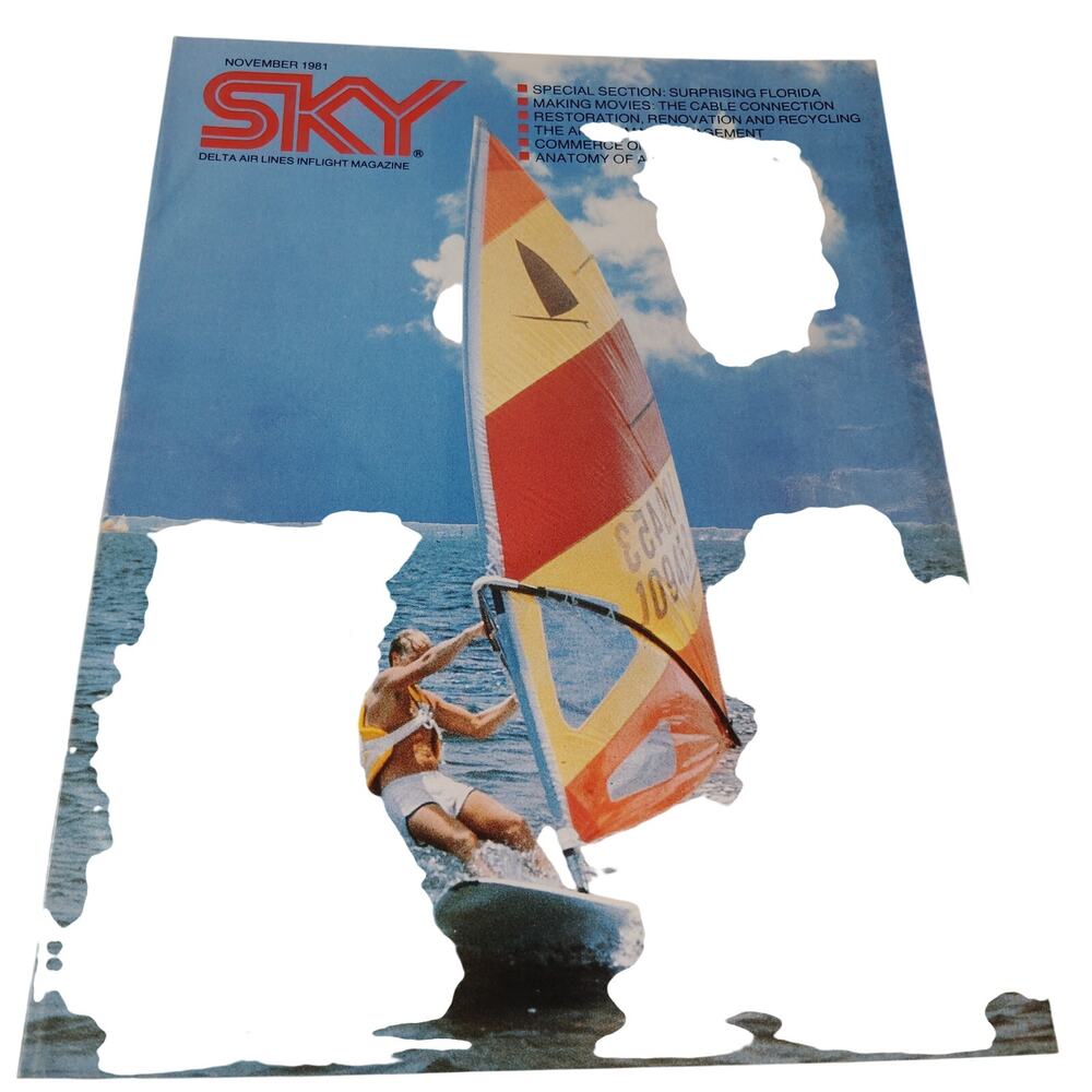 Delta SKY In-Flight Magazine November 1981 - Vintage Windsurfing Cover